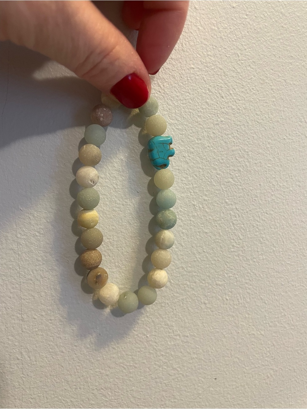 Matte Pastel Bead Bracelet with Turquoise Elephant Accent